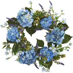 Nearly Natural 24â Blue Hydrangea Wreath